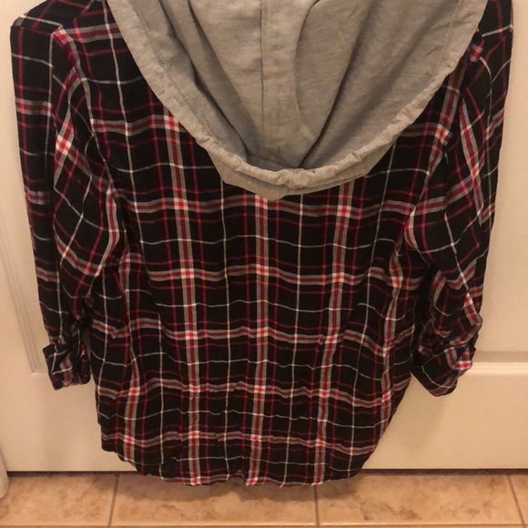 Ladies soft hooded button down - Picture 2 of 3